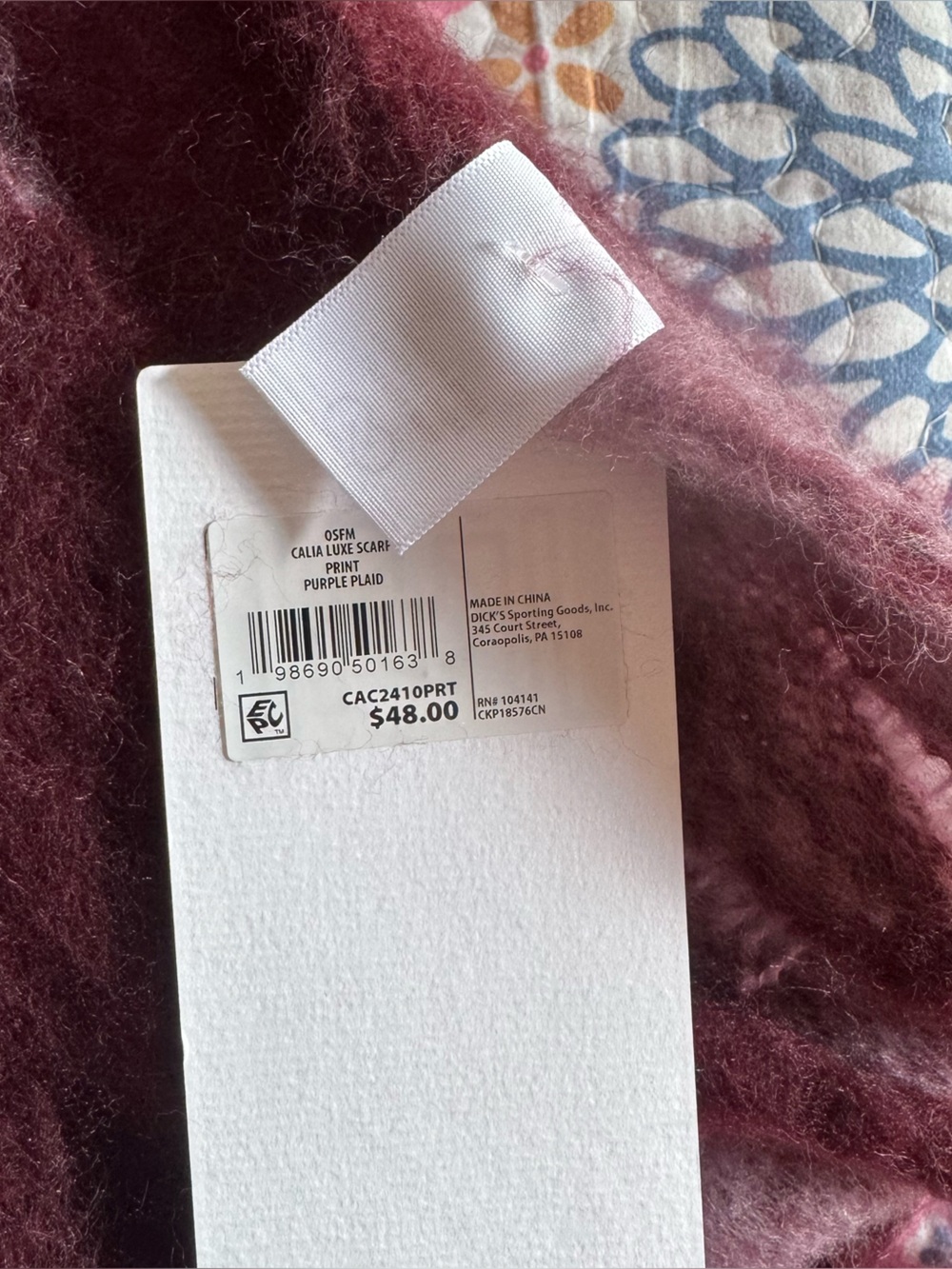 NWT Calia luxe scarf purple plaid - Picture 2 of 5